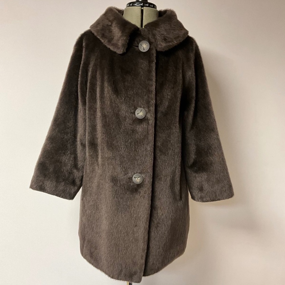 Vintage Jacrotta by Jacob Crowley Dynel & Mohair Faux Fur Swing Coat – 1960s
